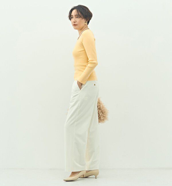 NOLLEY'S sophi「《アンサンブル対応》《手洗い可能》カシミヤ混リブUネックプルオーバー」|ニット・セーター|