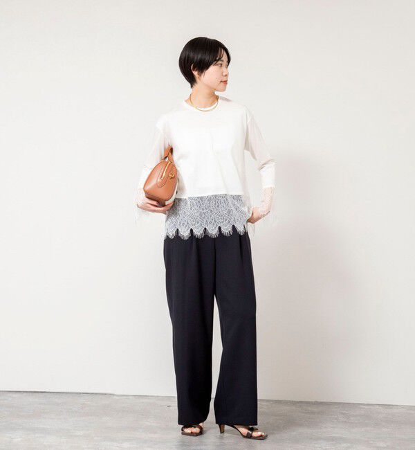 NOLLEY'S sophi「ウォッシャブルレース切替ロンT」|Tシャツ・カットソー|