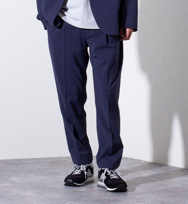 GLOSTER「【GLOSTER/グロスター】COOLMAX ポリトロスラックス イージーパンツ」|チノ|ダークネイビー