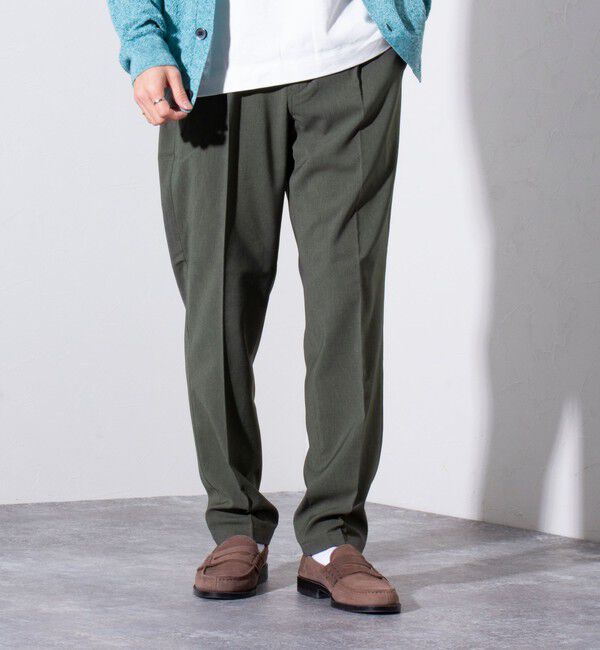 GLOSTER「【GLOSTER/グロスター】COOLMAX ポリトロスラックス イージーパンツ」|チノ|オリーブ
