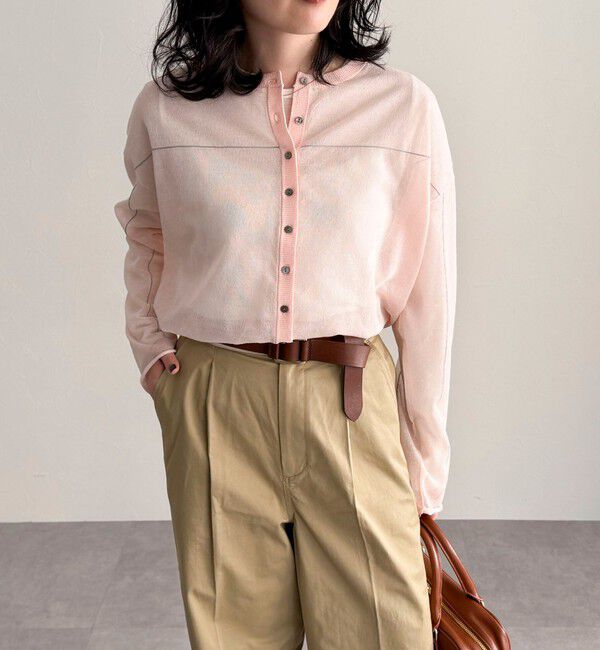 fredy emue「リネン混配色シアーカーディガン」|カーディガン|ベビーピンク