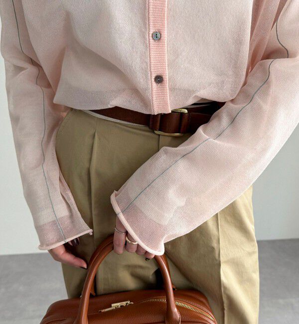 fredy emue「リネン混配色シアーカーディガン」|カーディガン|