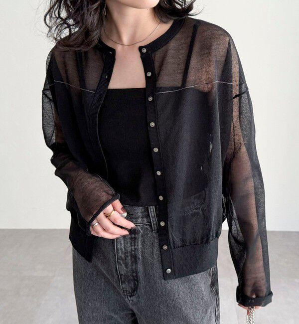 fredy emue「リネン混配色シアーカーディガン」|カーディガン|