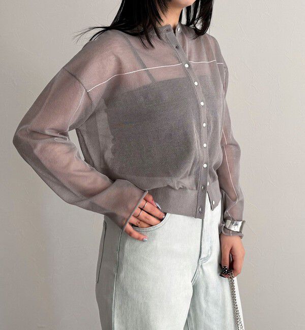 fredy emue「リネン混配色シアーカーディガン」|カーディガン|