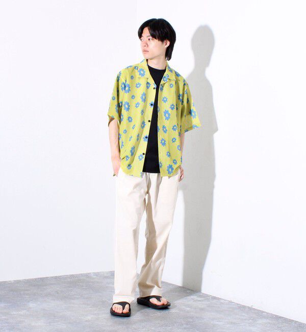 GLOSTER「【GLOSTER/グロスター】フラワーメッシュシャツ ショートスリーブ オープンカラー 開襟シャツ」|シャツ・ブラウス|