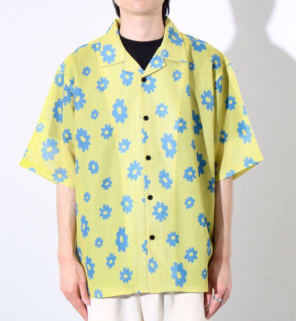 GLOSTER「【GLOSTER/グロスター】フラワーメッシュシャツ ショートスリーブ オープンカラー 開襟シャツ」|シャツ・ブラウス|