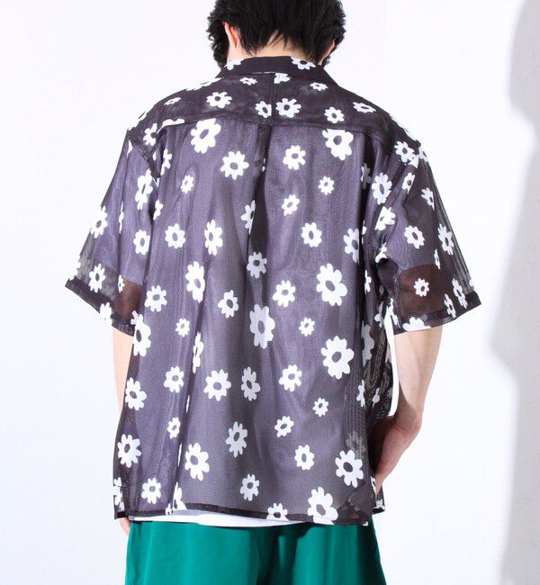GLOSTER「【GLOSTER/グロスター】フラワーメッシュシャツ ショートスリーブ オープンカラー 開襟シャツ」|シャツ・ブラウス|