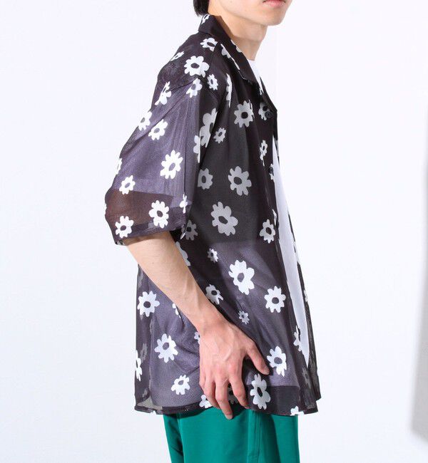 GLOSTER「【GLOSTER/グロスター】フラワーメッシュシャツ ショートスリーブ オープンカラー 開襟シャツ」|シャツ・ブラウス|