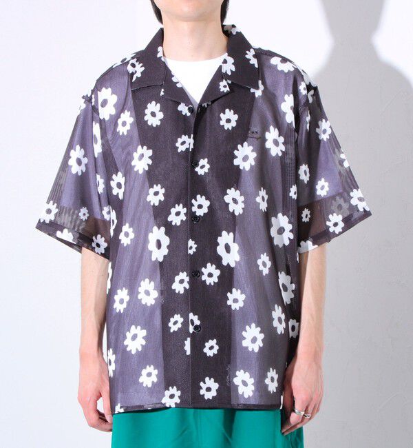 GLOSTER「【GLOSTER/グロスター】フラワーメッシュシャツ ショートスリーブ オープンカラー 開襟シャツ」|シャツ・ブラウス|