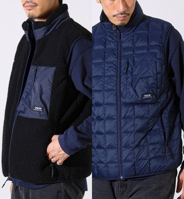 GLOSTER「【2WAYで着回せる】【UNISEX】GLOSTER配色別注 TAIONボア&times;ダウンベスト」|ダウンベスト・ベスト|ブラック
