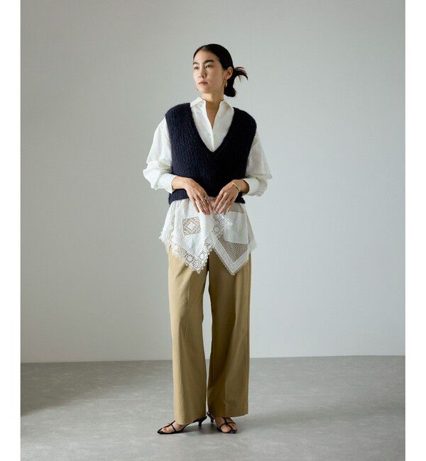 SALON adam et rope'「コットンライクスタイルアップパンツ」|スラックス|