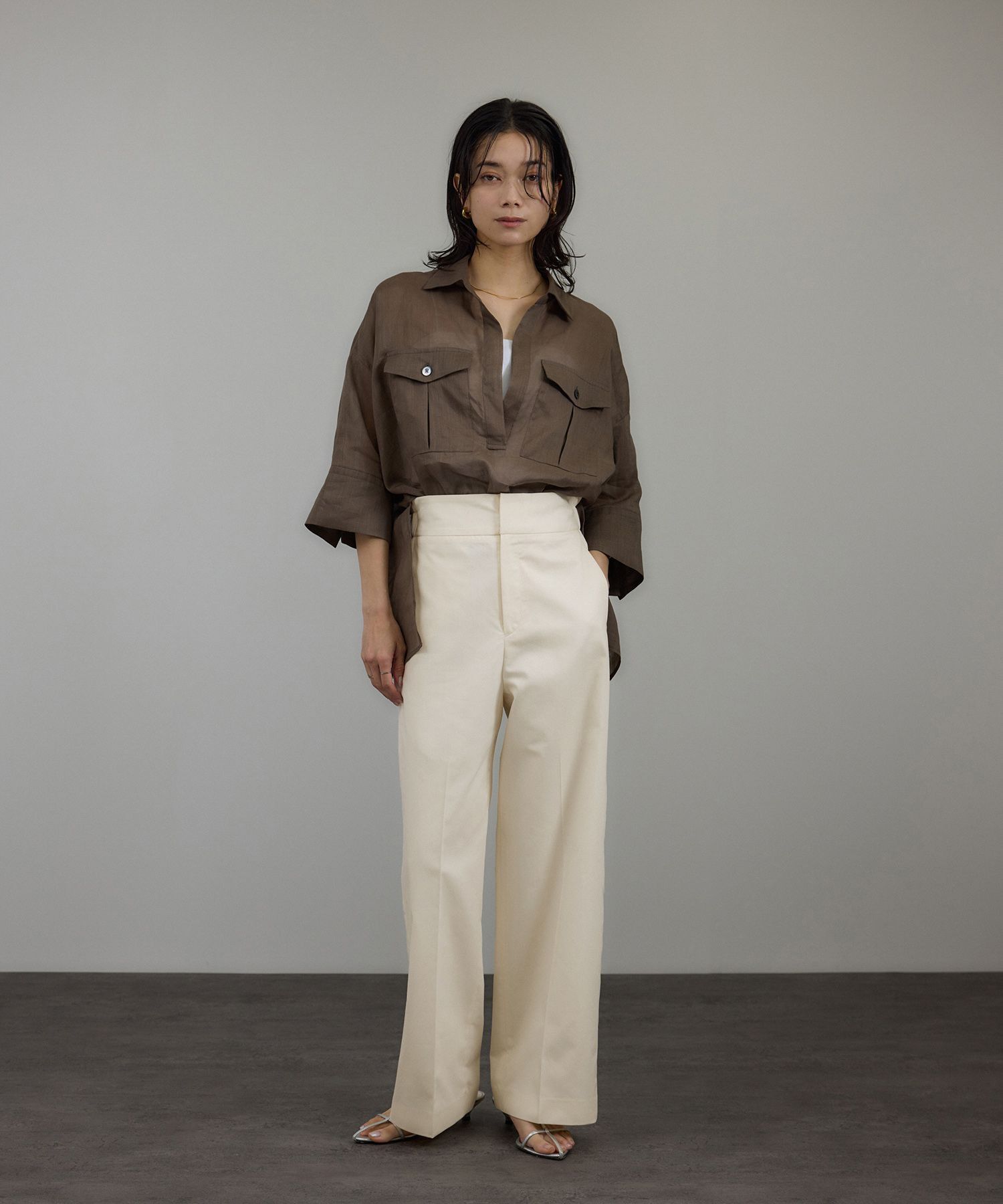 SALON adam et rope'「コットンライクスタイルアップパンツ」|スラックス|