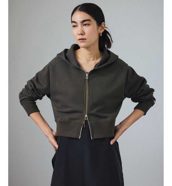 SALON adam et rope'「アズマ裏毛クロップドフーデットパーカー」|パーカー|カーキ