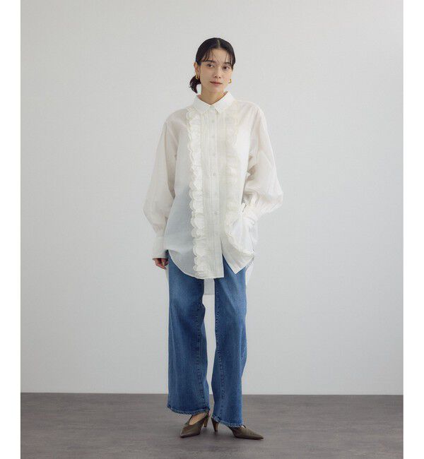 SALON adam et rope'「【crinkle crinkle crinkle】フロントスカラップリボンブラウス」|シャツ・ブラウス|