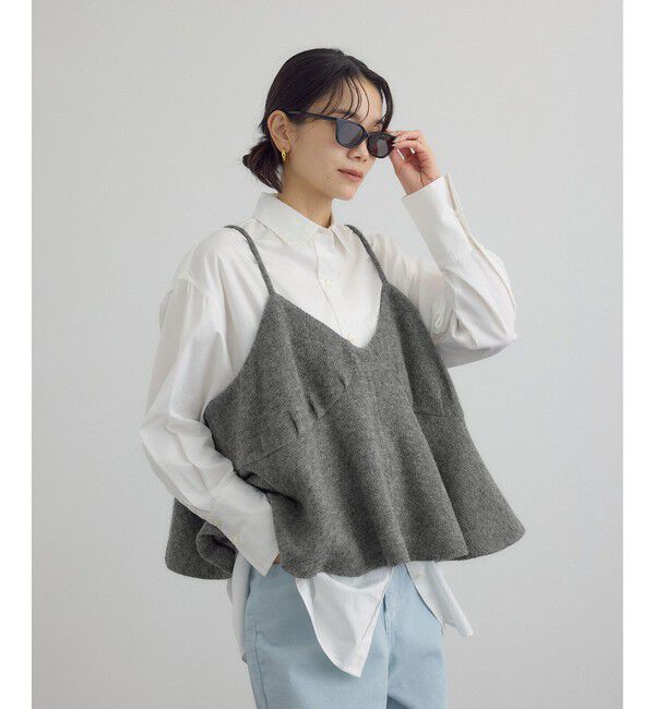 SALON adam et rope'「【crinkle crinkle crinkle】ウールミックスランジェリーキャミ」|キャミソール|グレー(07)