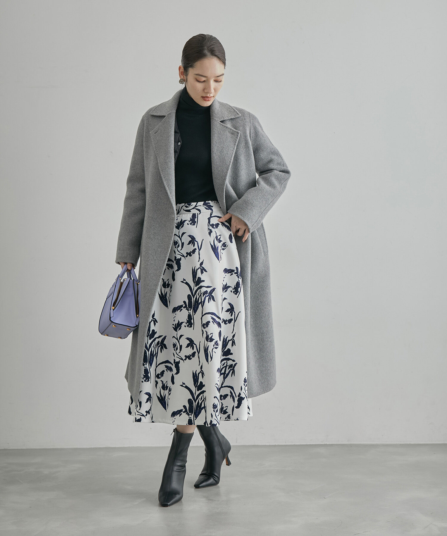 ROPE「サテンフレアスカート（無地/花柄）」|スカート|