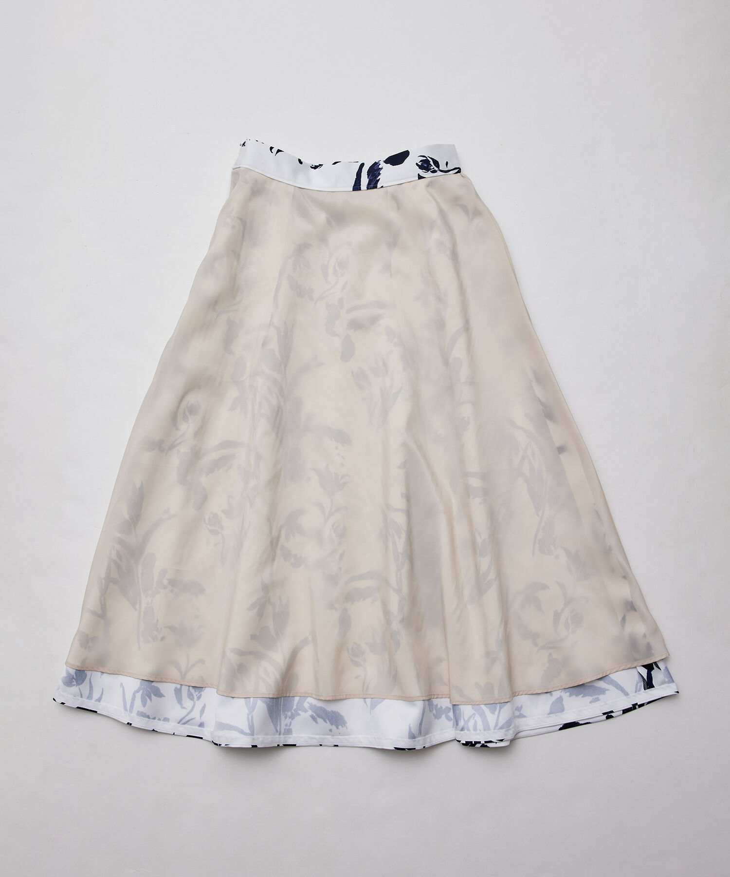 ROPE「サテンフレアスカート（無地/花柄）」|スカート|