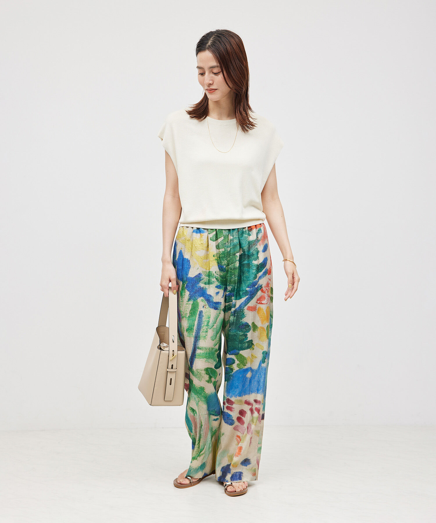 ROPE「【洗える】シルク100％フレンチスリーブトップス/スキンニット」|ニット・セーター|