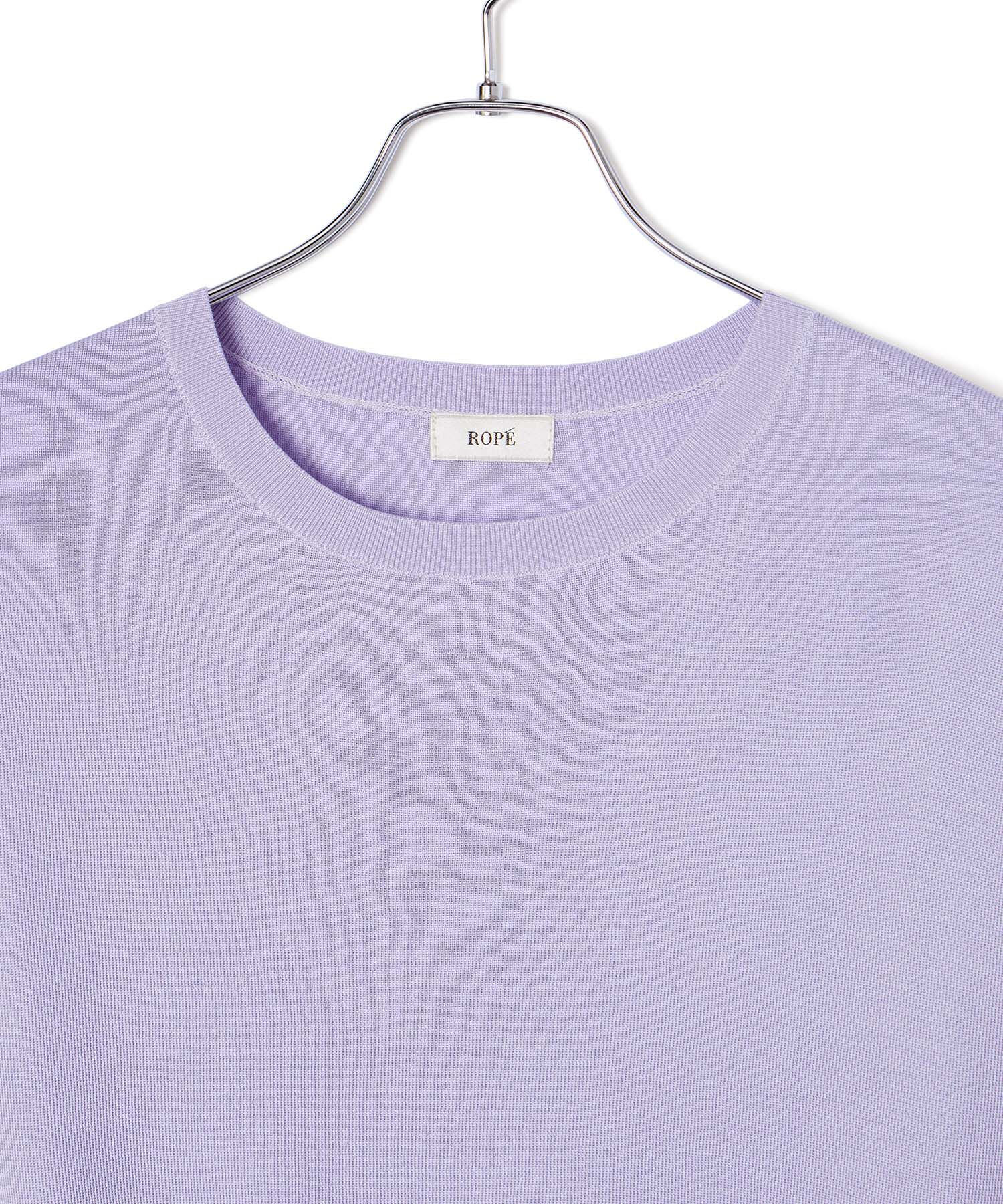 ROPE「【洗える】シルク100％フレンチスリーブトップス/スキンニット」|ニット・セーター|