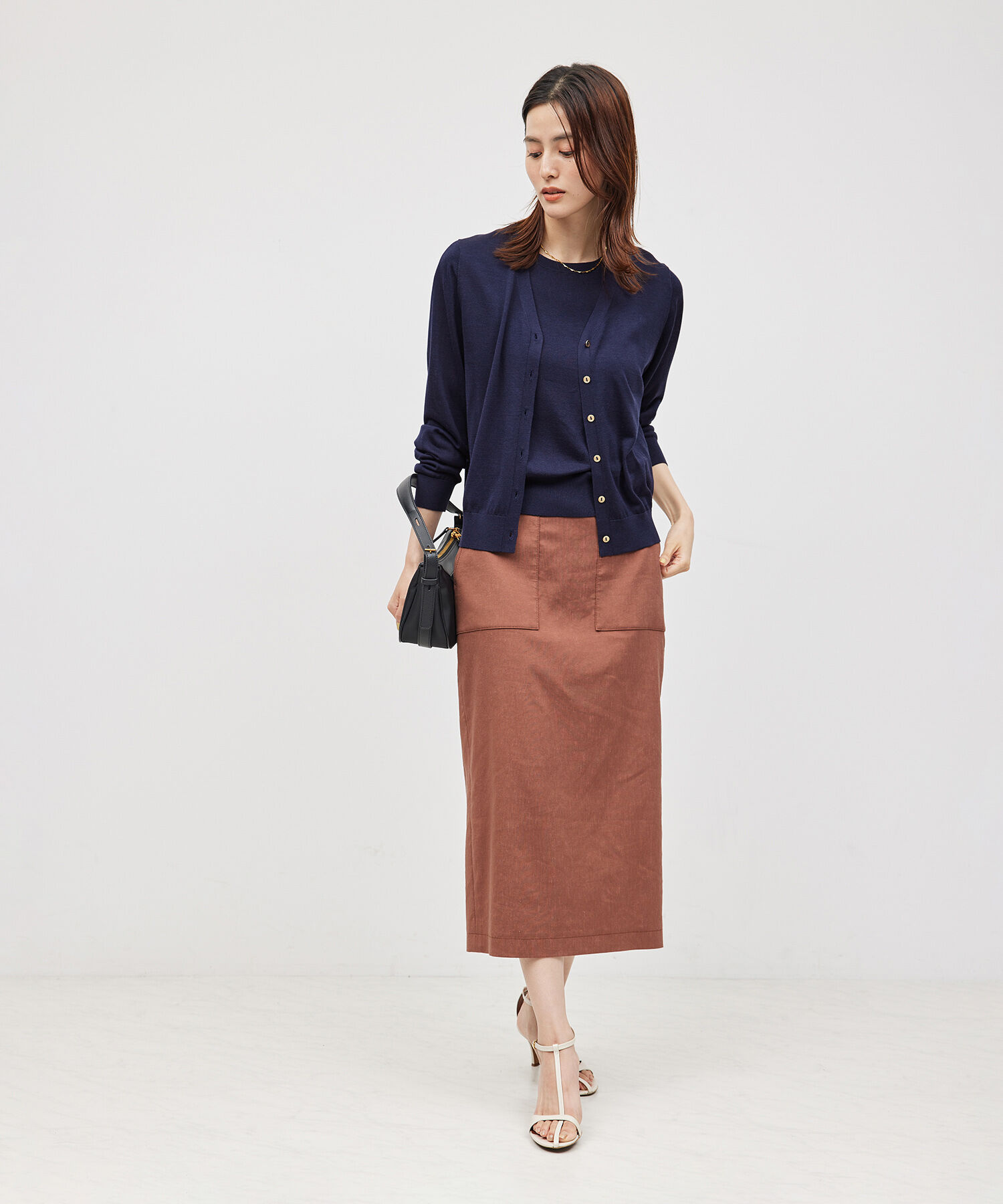 ROPE「【洗える】シルク100％フレンチスリーブトップス/スキンニット」|ニット・セーター|