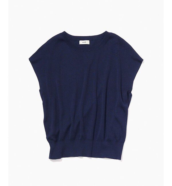 ROPE「【洗える】シルク100％フレンチスリーブトップス/スキンニット」|ニット・セーター|ネイビー(40)