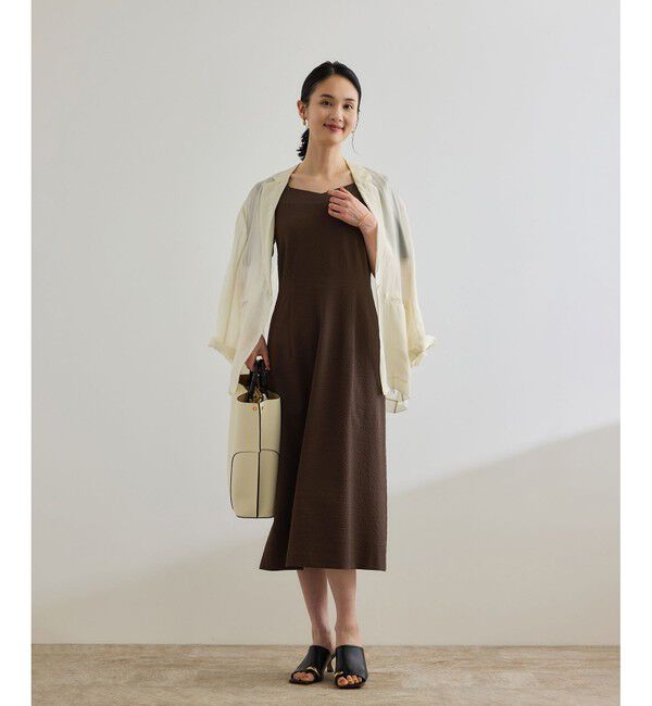 ROPE「スクエアーネックワンピース（ジャガード/サッカー素材）/洗える」|ワンピース|