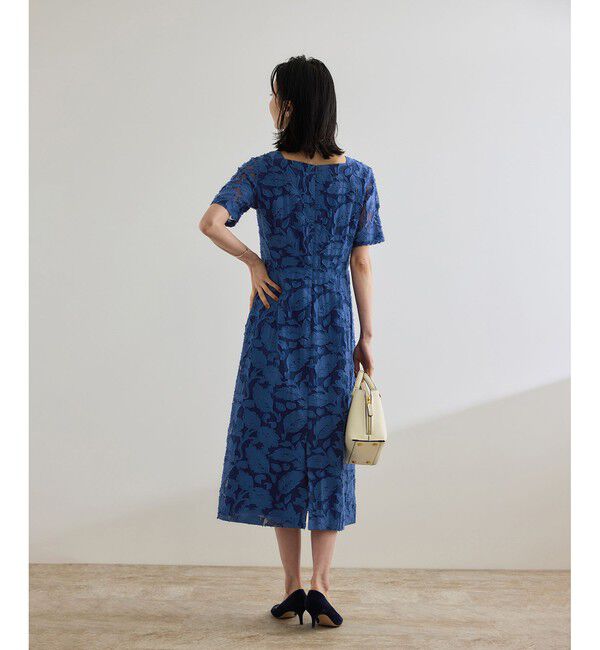 ROPE「スクエアーネックワンピース（ジャガード/サッカー素材）/洗える」|ワンピース|