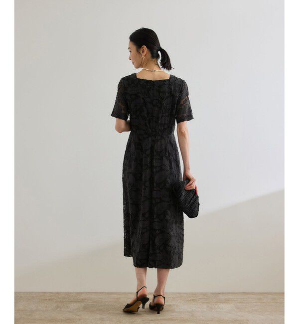 ROPE「スクエアーネックワンピース（ジャガード/サッカー素材）/洗える」|ワンピース|