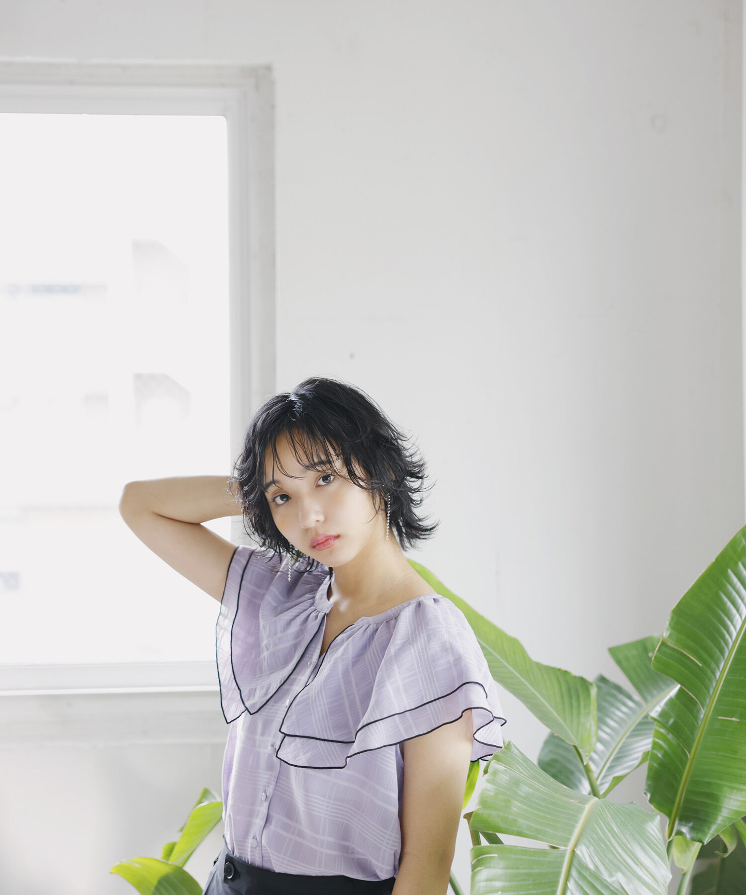 VIS「【WEB限定】ラッフルフリル配色メローブラウス」|シャツ・ブラウス|