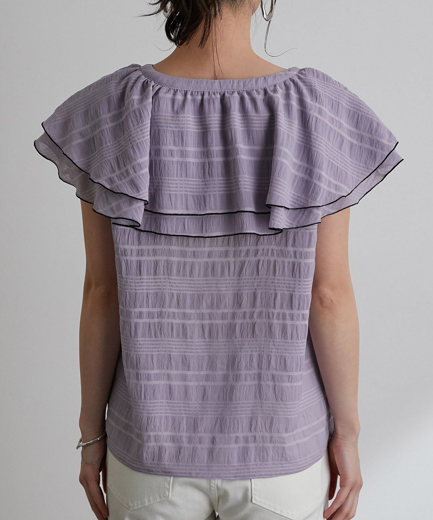 VIS「【WEB限定】ラッフルフリル配色メローブラウス」|シャツ・ブラウス|