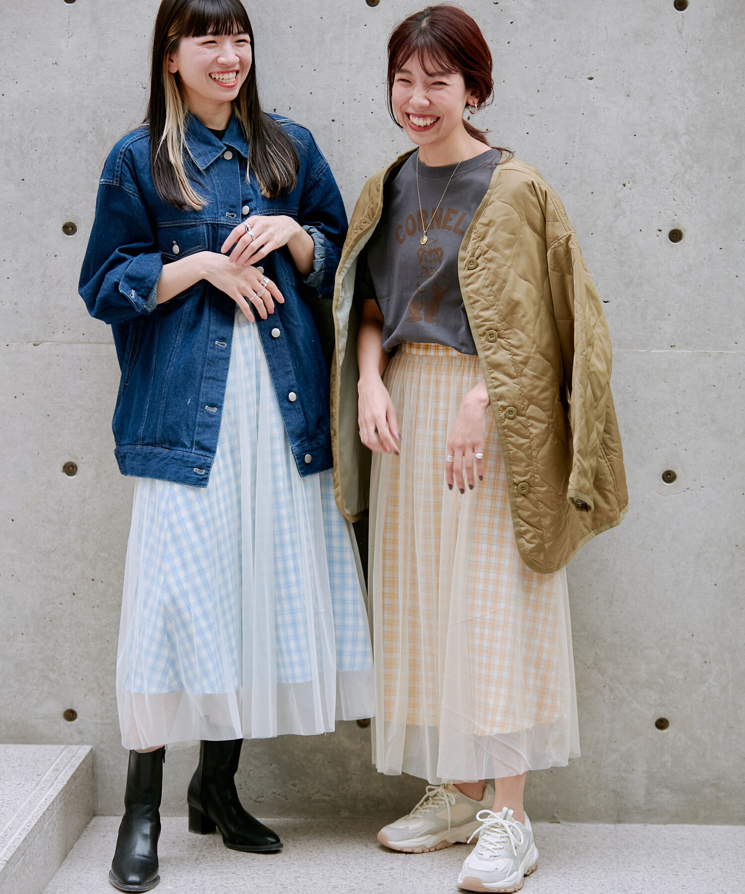 vis-a-vis「【一部店舗限定】チェック柄ボリュームチュールスカート」|スカート|