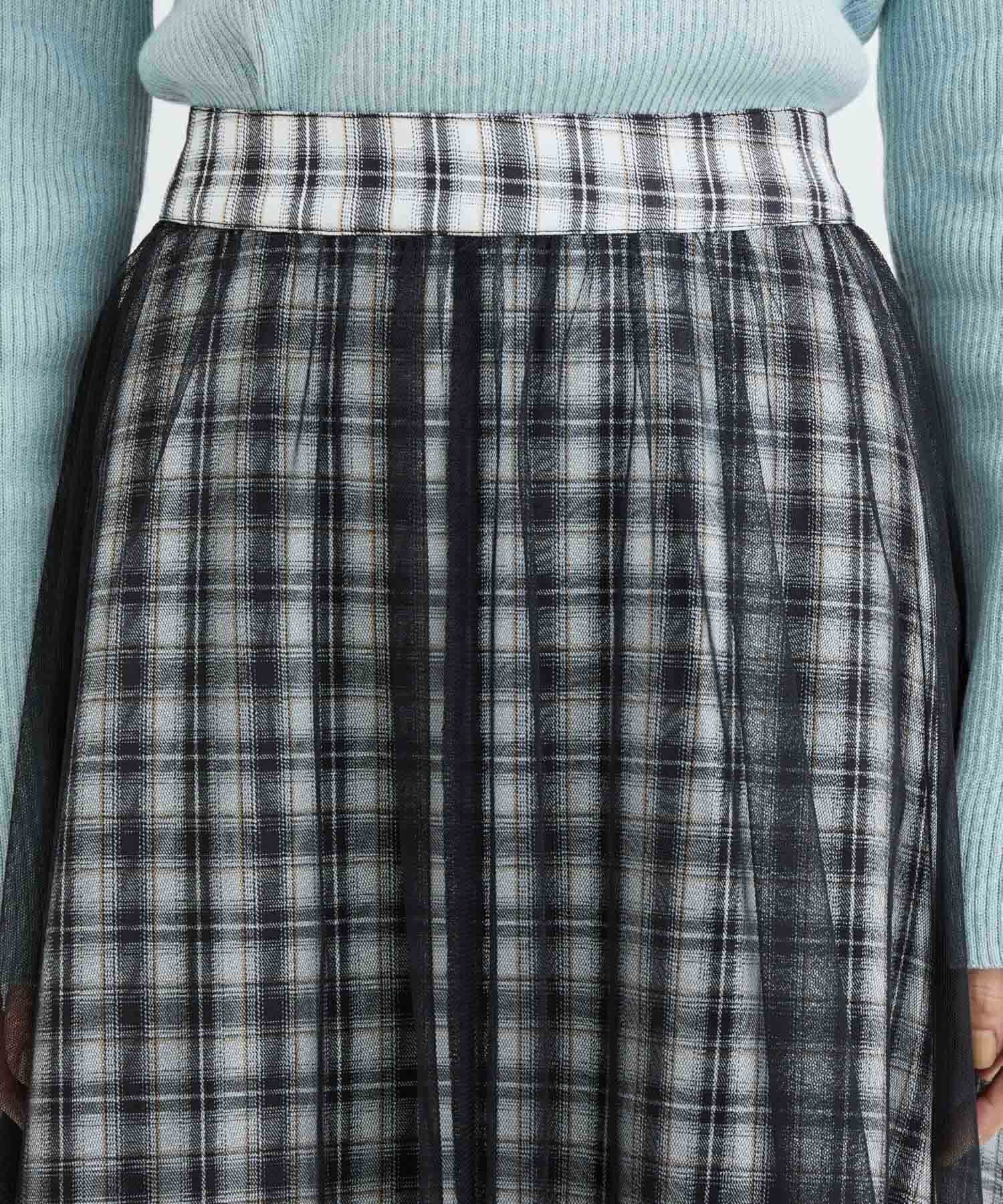 vis-a-vis「【一部店舗限定】チェック柄ボリュームチュールスカート」|スカート|