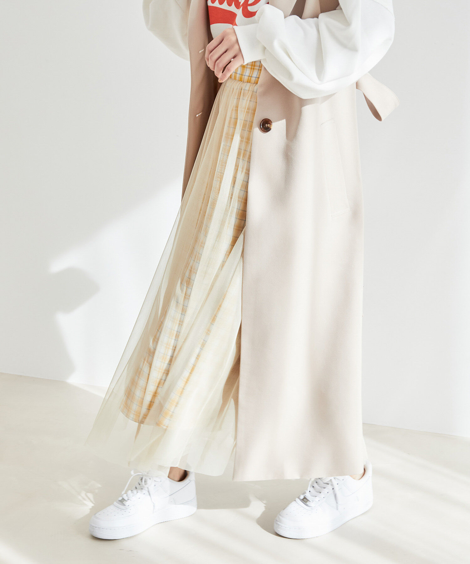 vis-a-vis「【一部店舗限定】チェック柄ボリュームチュールスカート」|スカート|