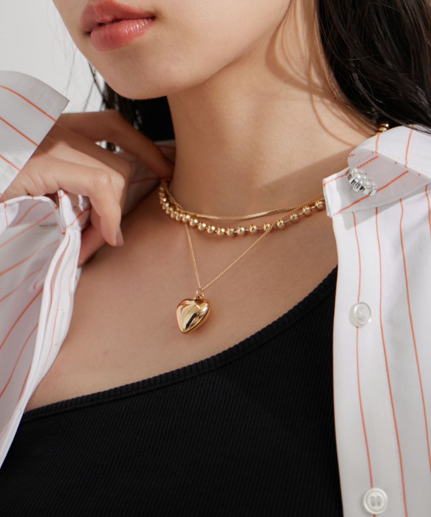 VIS「レイヤードチェーンハートネックレス」|ネックレス|ゴールド(90)