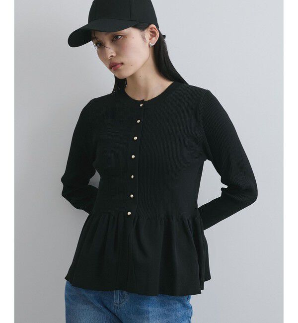 VIS「【前後2WAY】ペプラムカーディガン【アンチピリング/洗える】」|カーディガン|