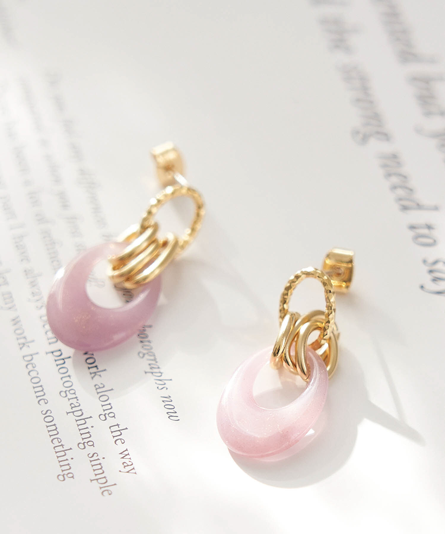 ROPE PICNIC PASSAGE「マーブルオーバルパーツピアス」|ピアス|ラベンダー系(53)