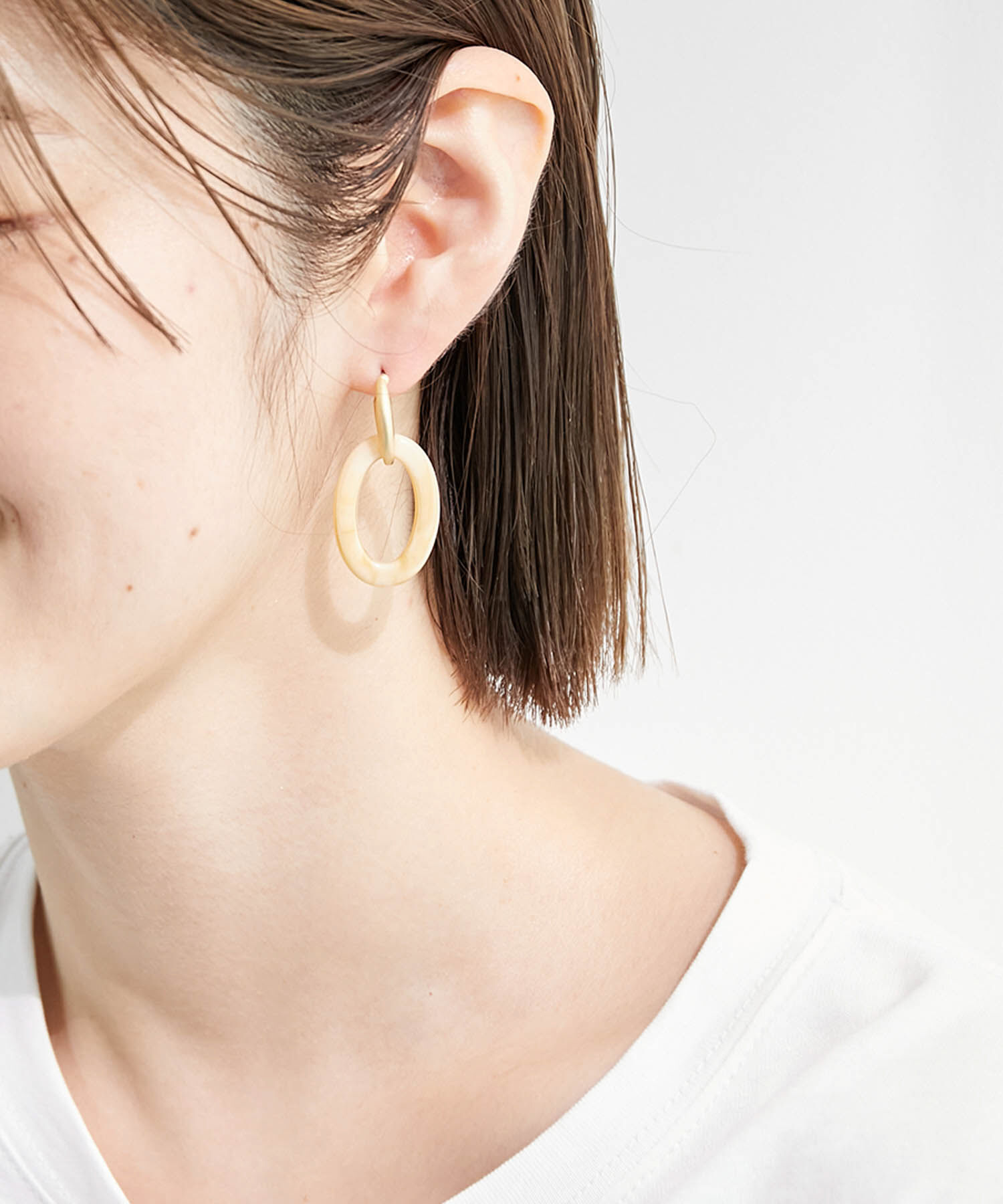 ROPE PICNIC PASSAGE「マーブルオーバルピアス」|ピアス|