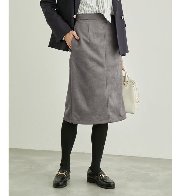 Rope&rsquo;Picnic「リサイクルポリエステルダンボールアイラインスカート」|スカート|チャコール(06)