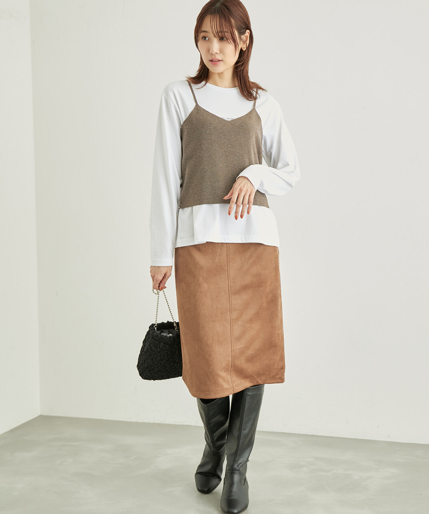 Rope&rsquo;Picnic「リサイクルポリエステルダンボールアイラインスカート」|スカート|