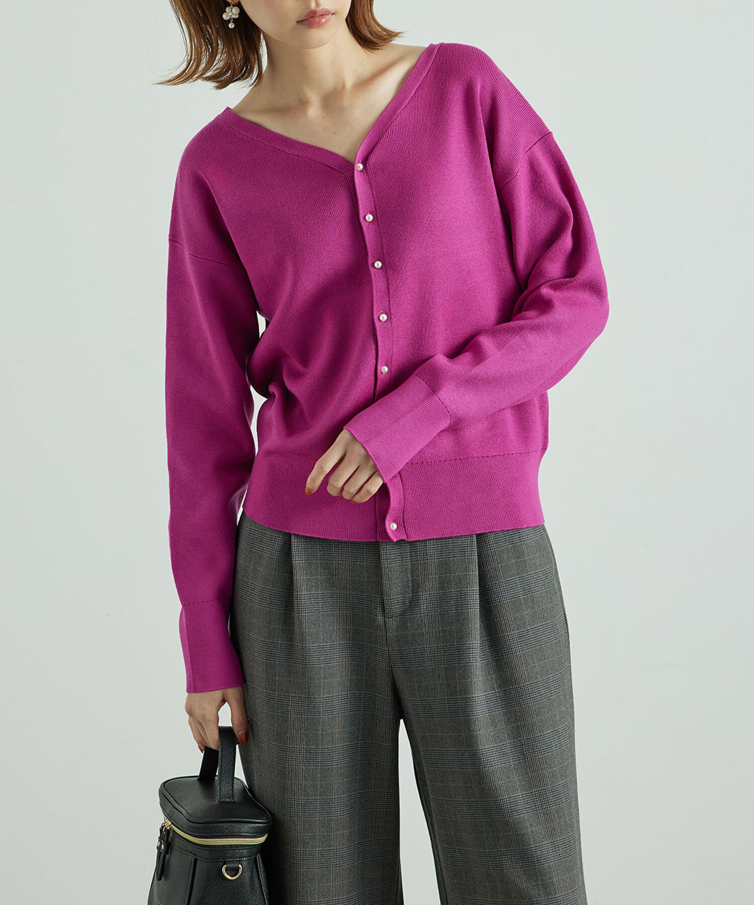 Rope&rsquo;Picnic「2WAY/マシュマロニットパールカーディガン/リンクコーデ」|カーディガン|ピンク系(65)