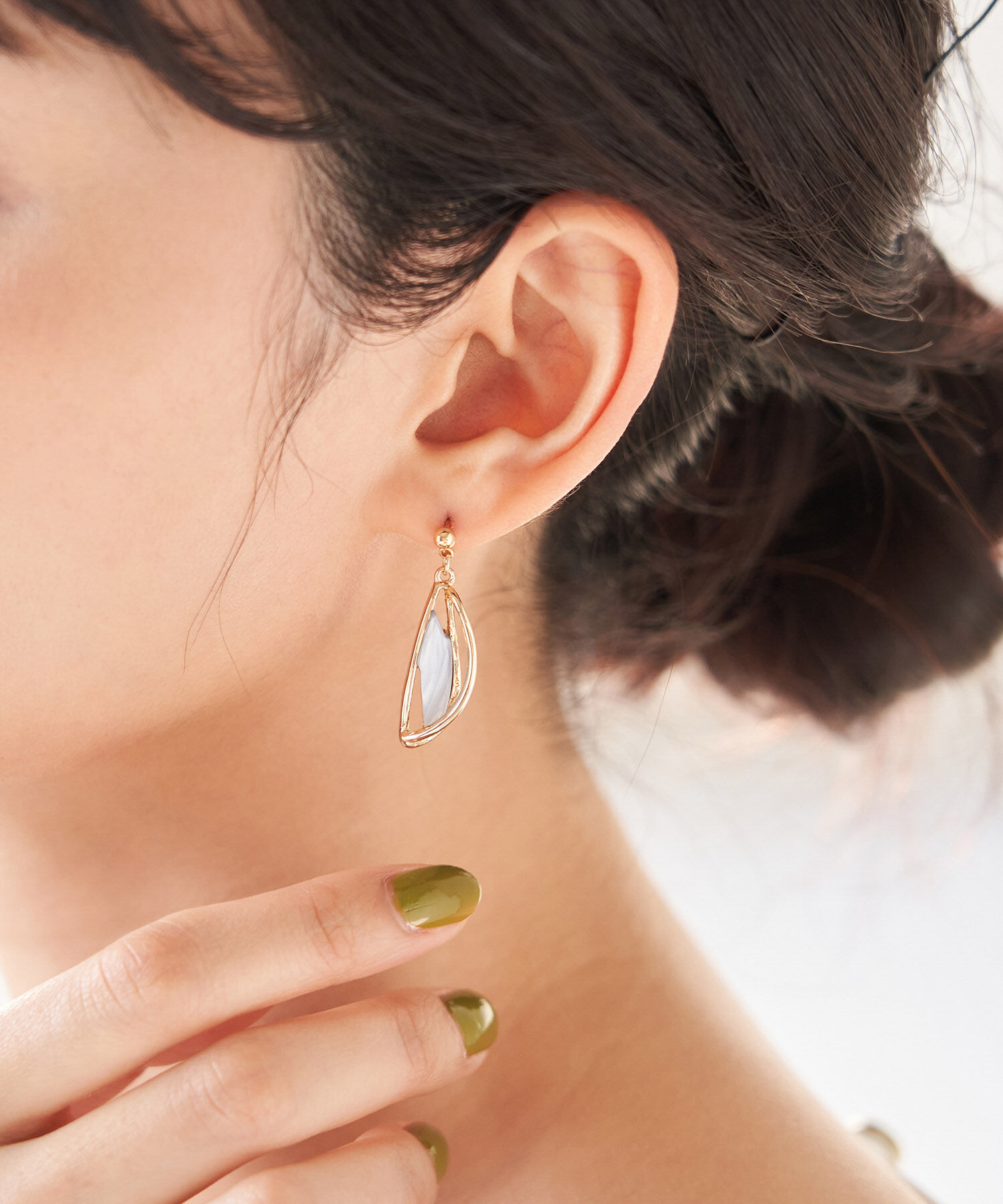 ROPE PICNIC PASSAGE「マーブルカラーカーブデザインピアス」|ピアス|