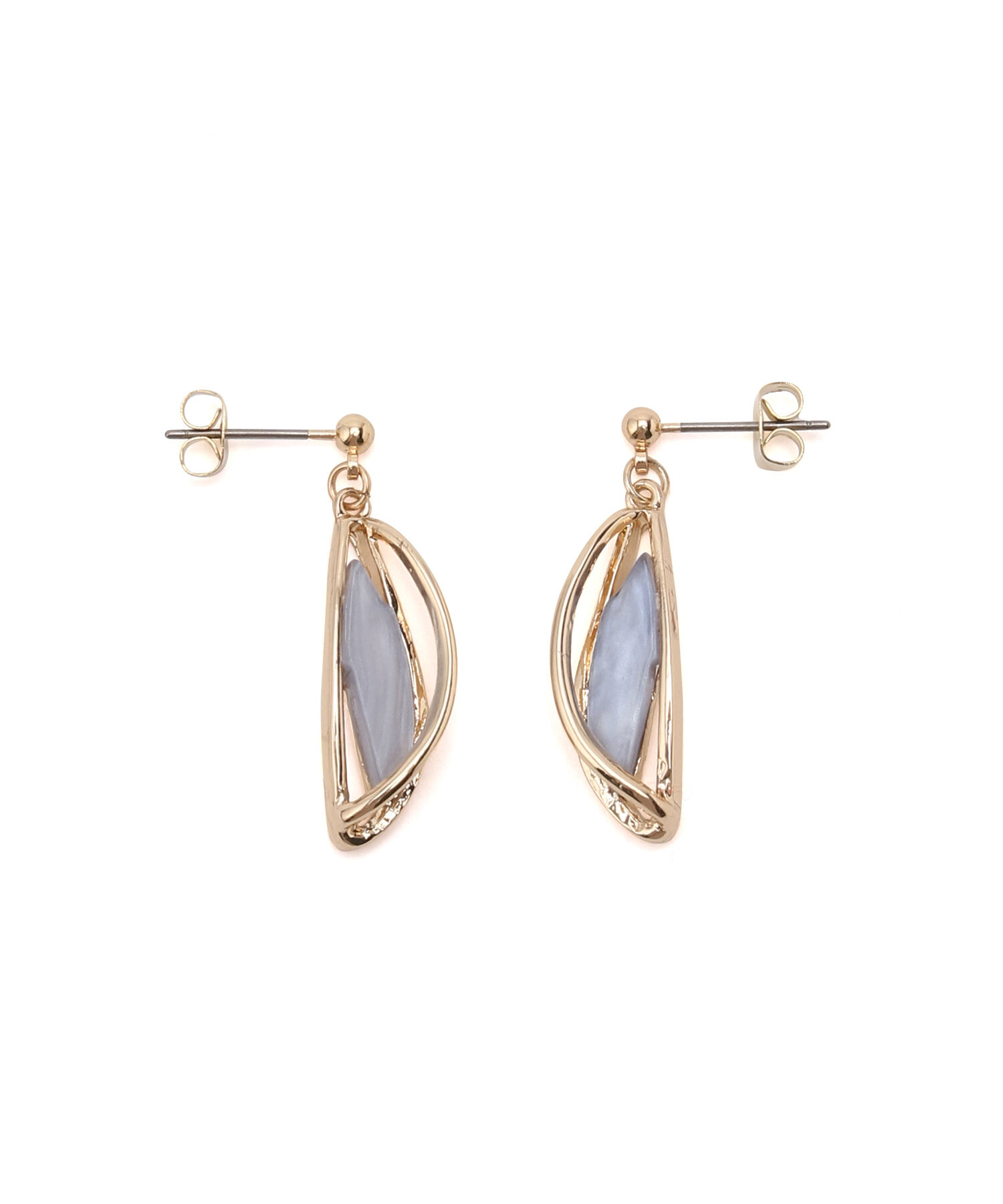 ROPE PICNIC PASSAGE「マーブルカラーカーブデザインピアス」|ピアス|ブルー系(45)