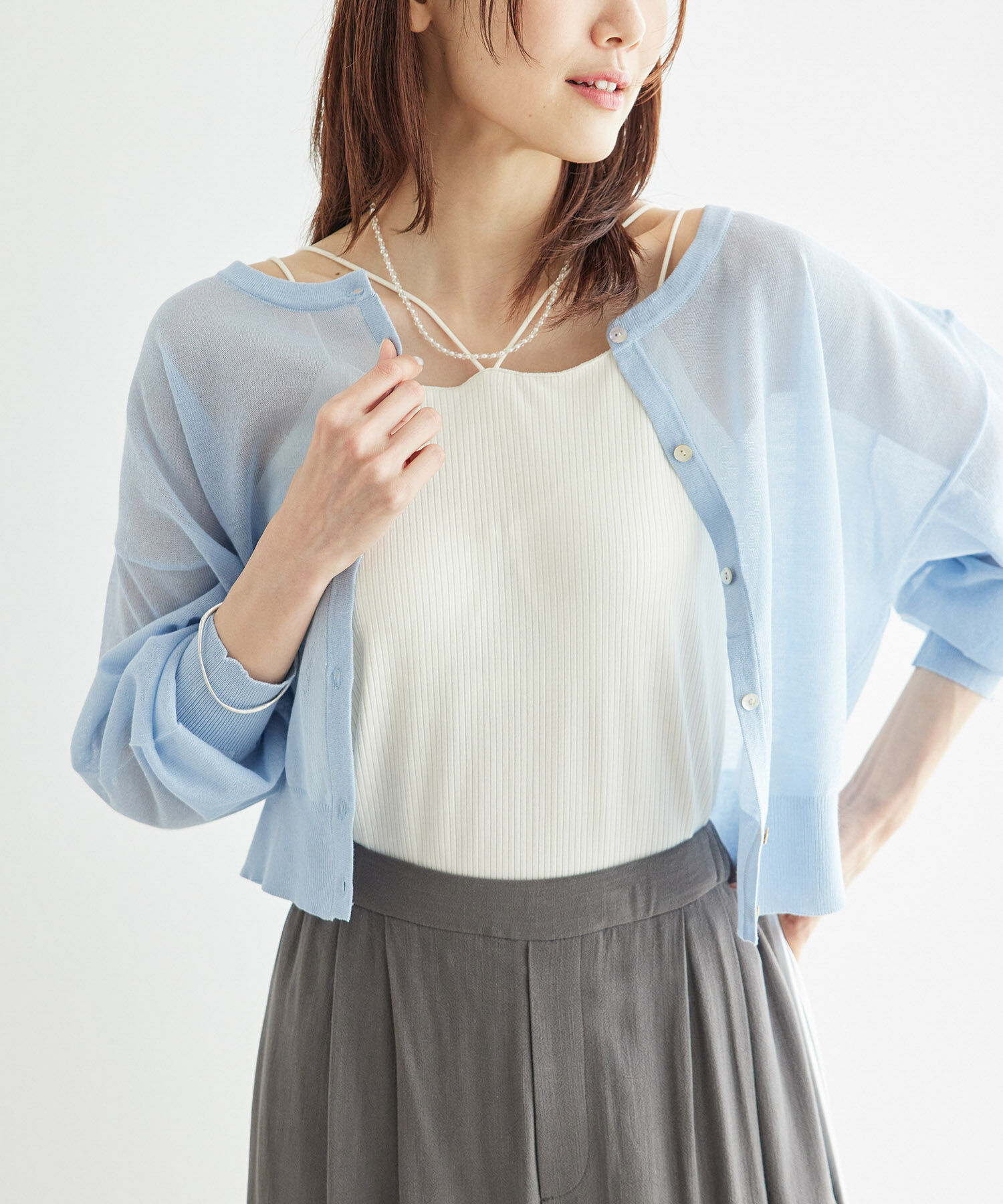 Rope&rsquo;Picnic「2WAY/シアークロップド丈カーディガン」|カーディガン|