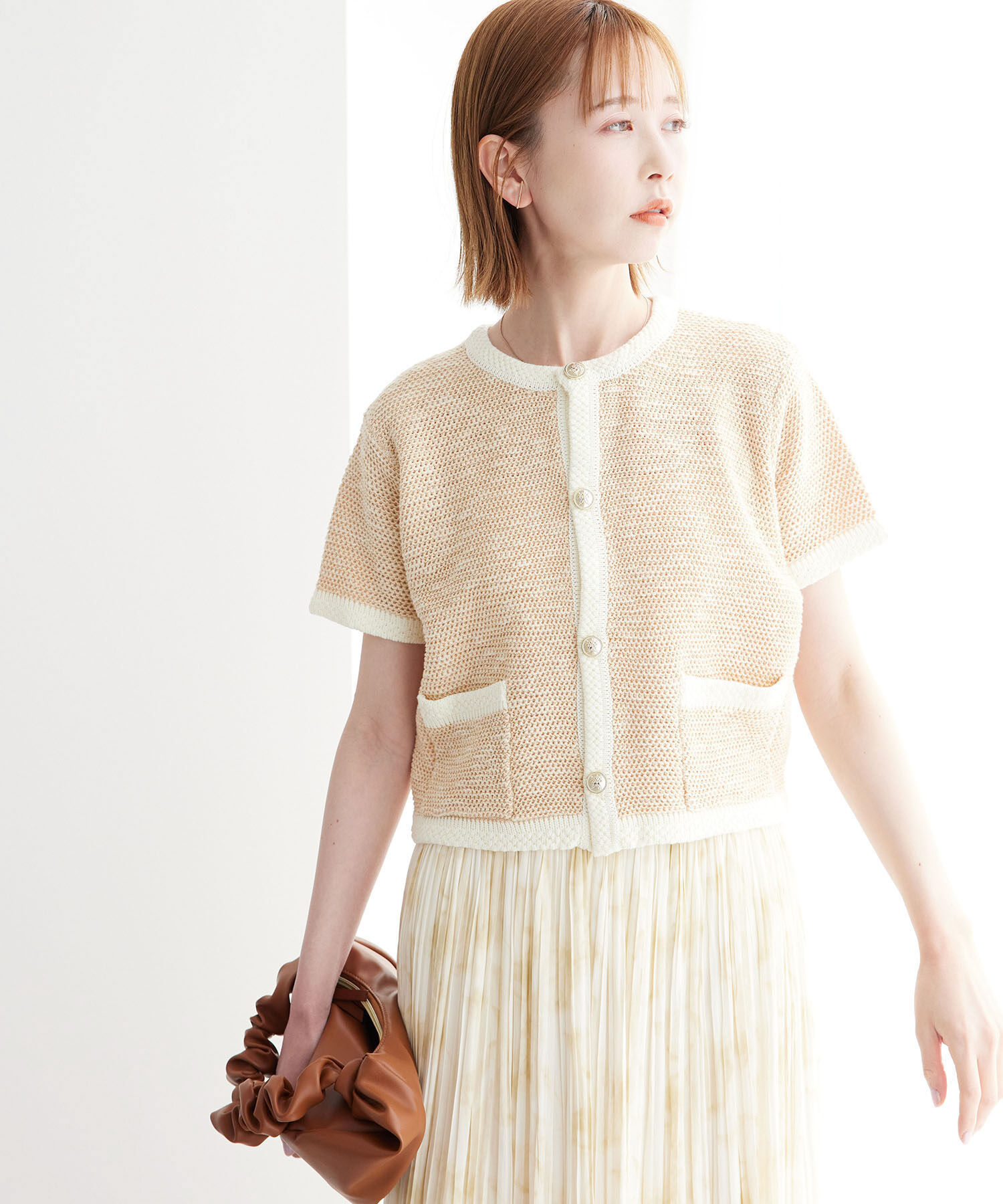 Rope&rsquo;Picnic「金ボタンハーフスリーブニットカーディガン」|カーディガン|ベージュ系(28)