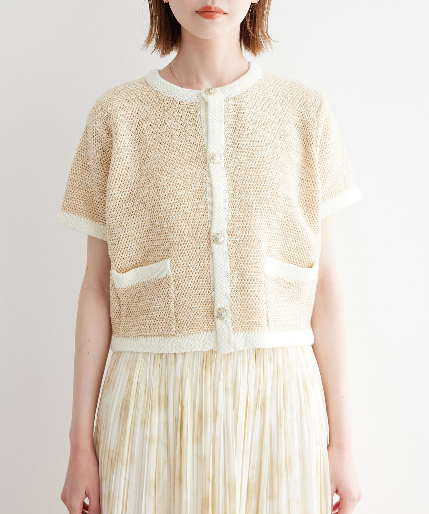 Rope&rsquo;Picnic「金ボタンハーフスリーブニットカーディガン」|カーディガン|