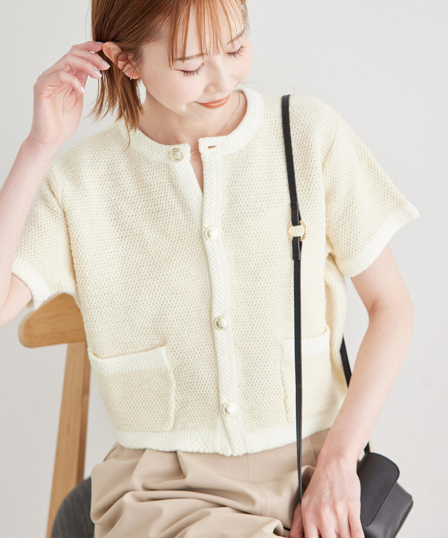 Rope&rsquo;Picnic「金ボタンハーフスリーブニットカーディガン」|カーディガン|