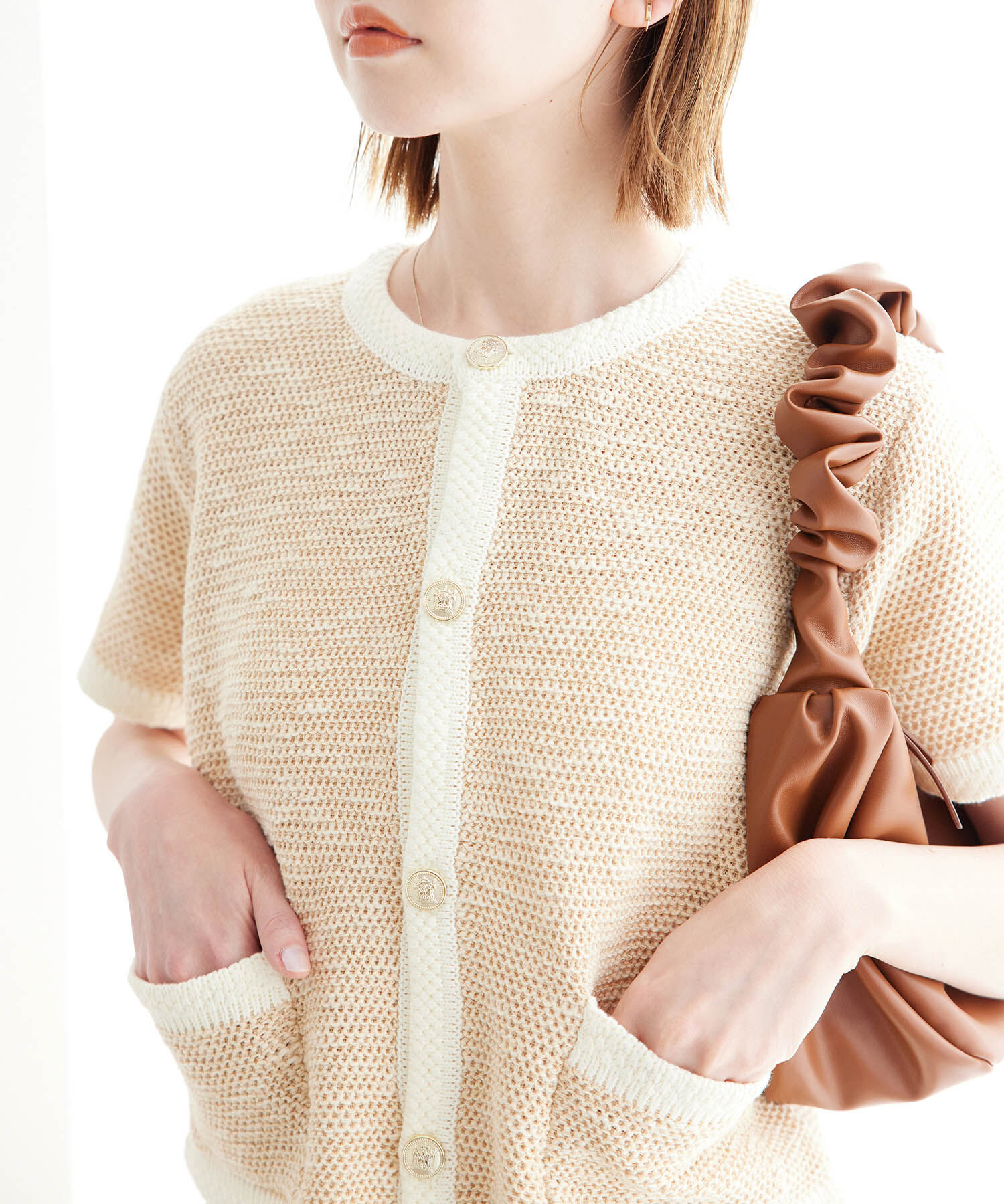 Rope&rsquo;Picnic「金ボタンハーフスリーブニットカーディガン」|カーディガン|