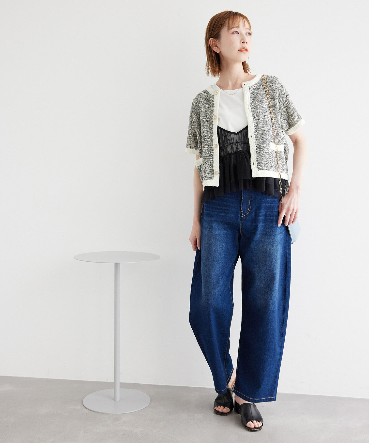 Rope&rsquo;Picnic「金ボタンハーフスリーブニットカーディガン」|カーディガン|