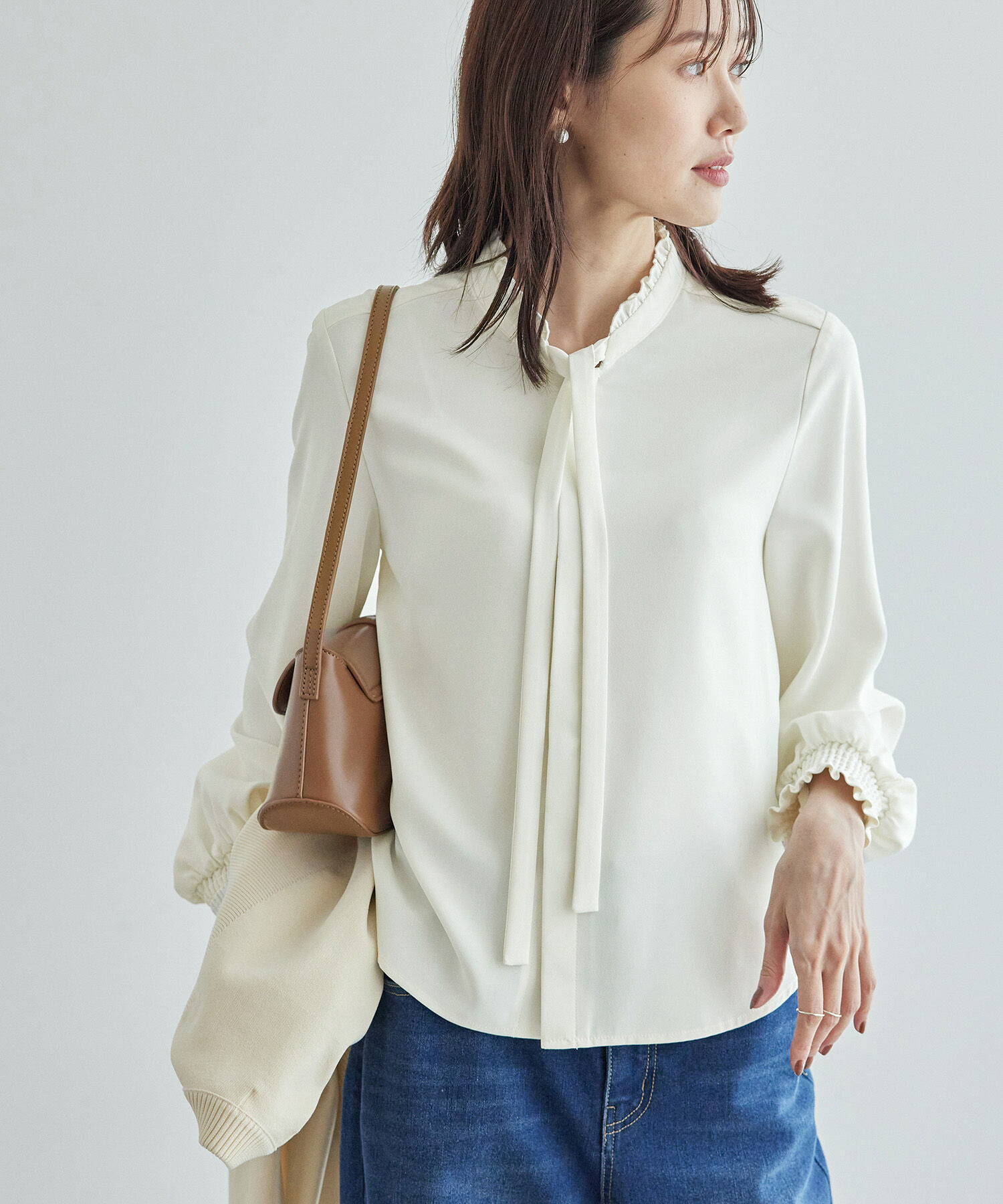Rope&rsquo;Picnic「フリルバンドカラーリボンタイブラウス」|シャツ・ブラウス|