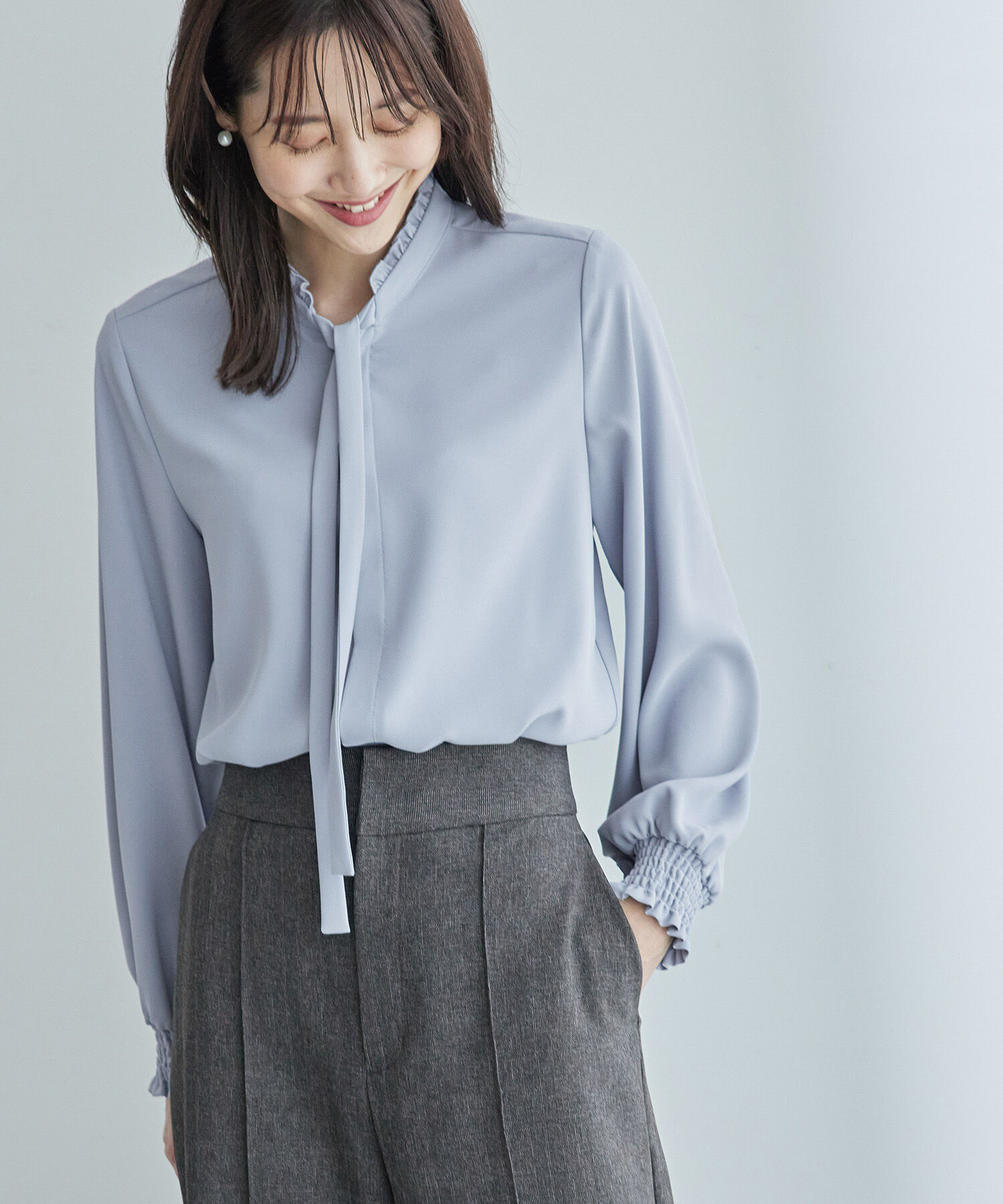 Rope&rsquo;Picnic「フリルバンドカラーリボンタイブラウス」|シャツ・ブラウス|